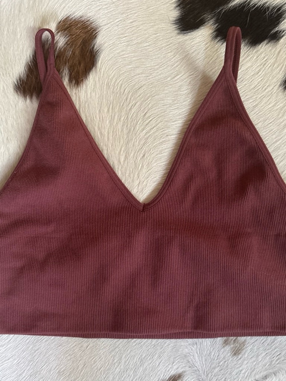 By Together Ribbed V-Neck Cami Crop Top - Maroon